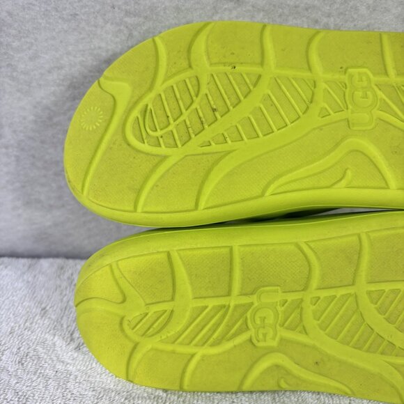 UGG Kids Sport Yeah Slides Size K2 Neon Lime Green Slip Ons - Picture 13 of 13